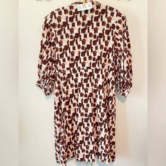 FEMELLA Brown & Pink 3/4 Sleeve Button Front Midi Dress, Size 3x - Picture 8 of 13